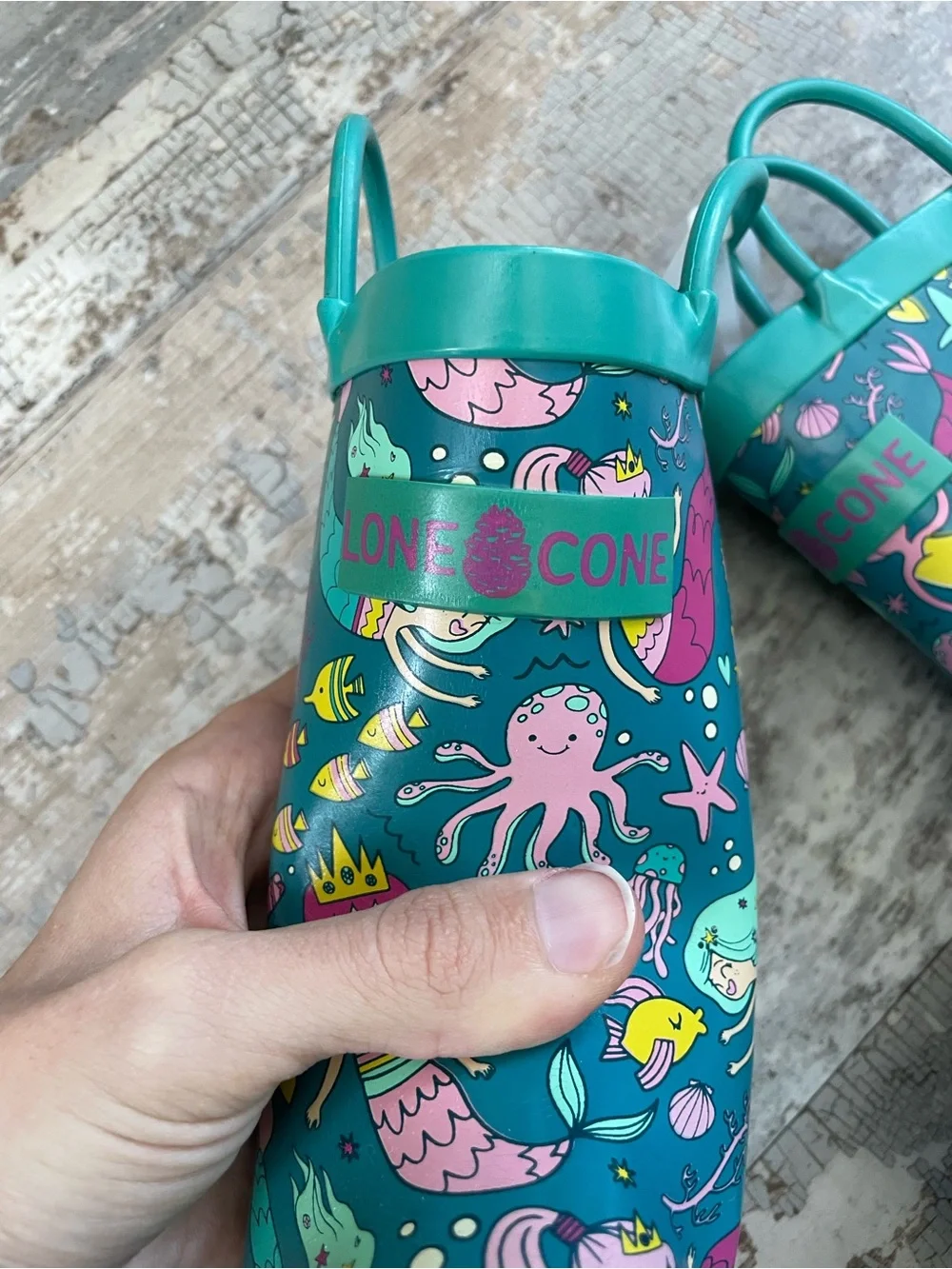EUC Lone Cone Mermaid Patterned Rain Boots